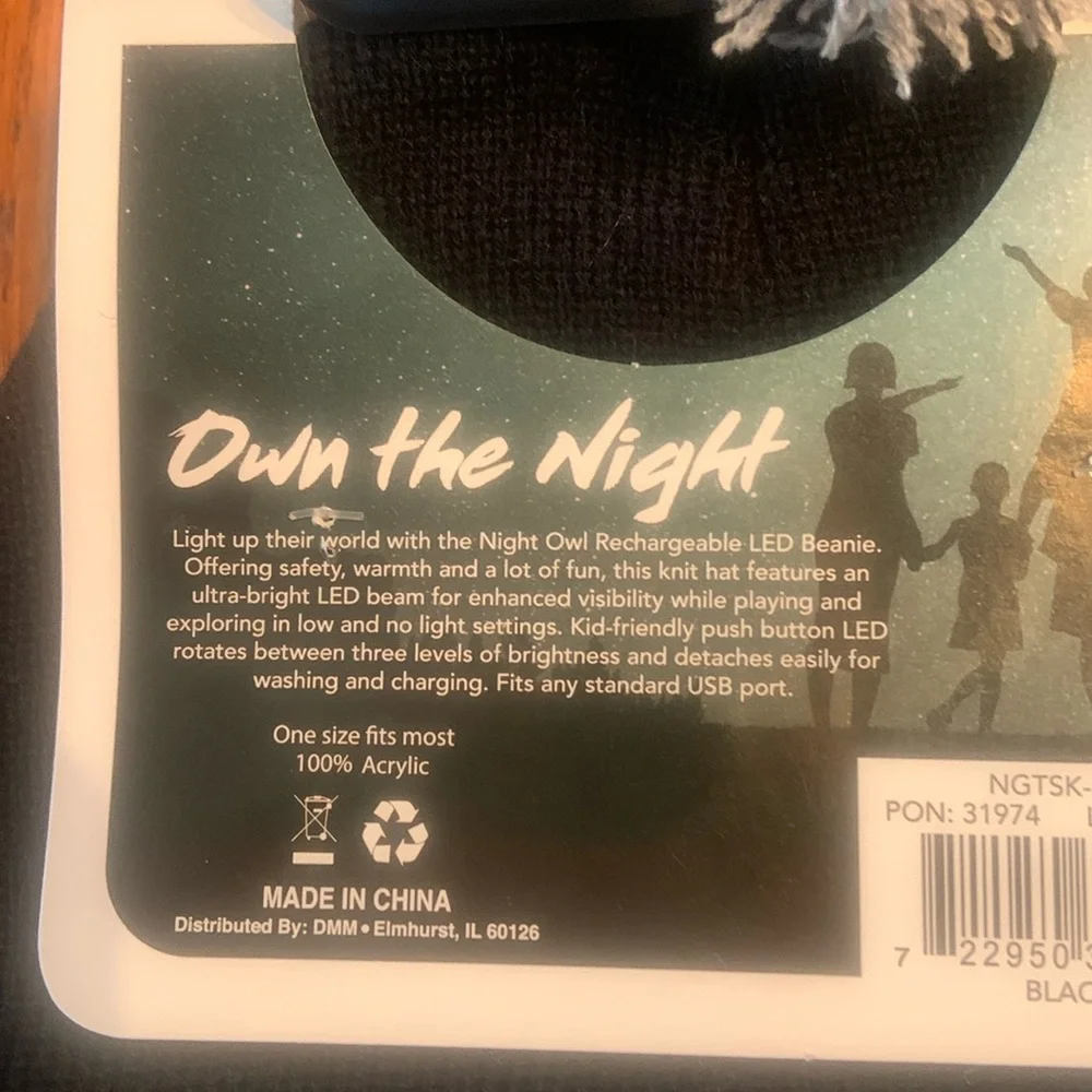 🎉HP🎉NWT Night Owl Kid’s Rechargeable LED Beanie - Light is Removable